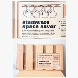 Pier1 Wooden Stemware Space Saver Organization for Wine Glasses Cottagecore MCM